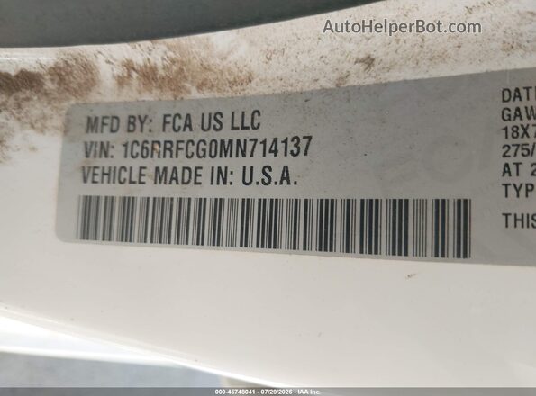 1C6RRFCG0MN714137 2021 RAM 1500 White Engine compartment view