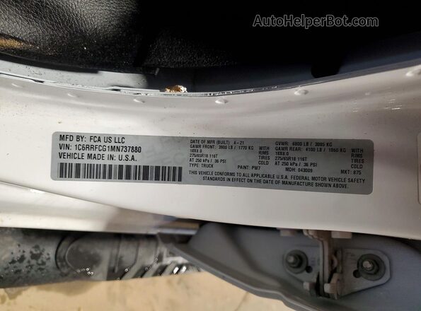 1C6RRFCG1MN737880 2021 RAM 1500 White Vista del compartimento del motor