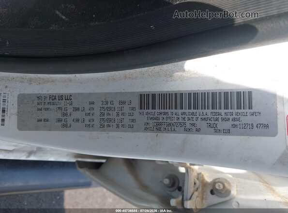 1C6RRFFG0KN727575 2019 RAM 1500 White ძრავის განყოფილების ხედი
