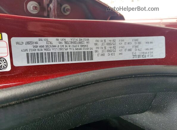 1C6RRFFG5KN817286 2019 RAM 1500 Burgundy Widok naklejki z numerem VIN
