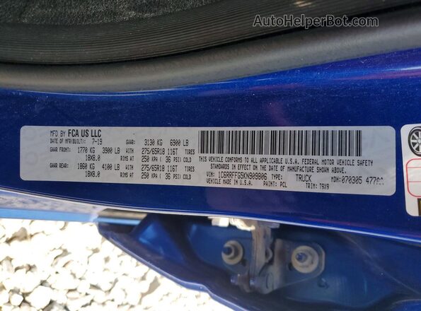 1C6RRFFG5KN909806 2019 RAM 1500 Синий Вид подкапотного пространства