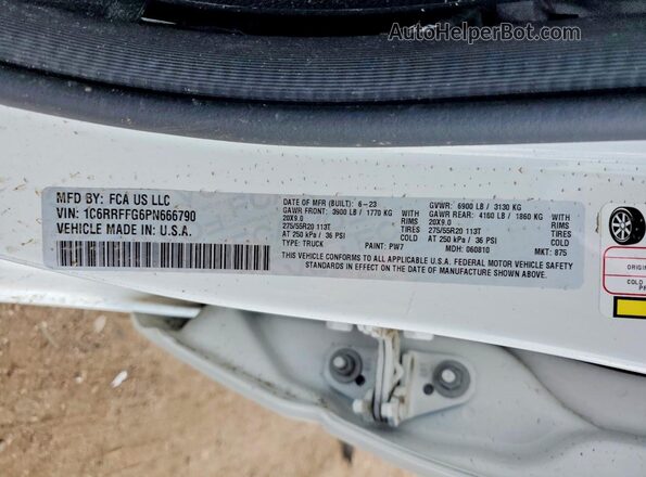 1C6RRFFG6PN666790 2023 RAM 1500 White ძრავის განყოფილების ხედი