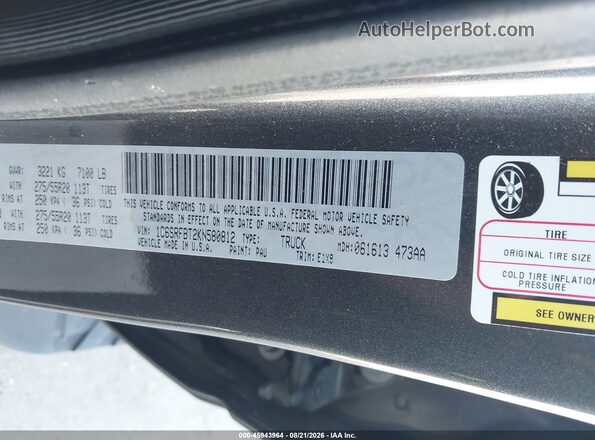 1C6SRFBT2KN580812 2019 RAM 1500 Gray ძრავის განყოფილების ხედი