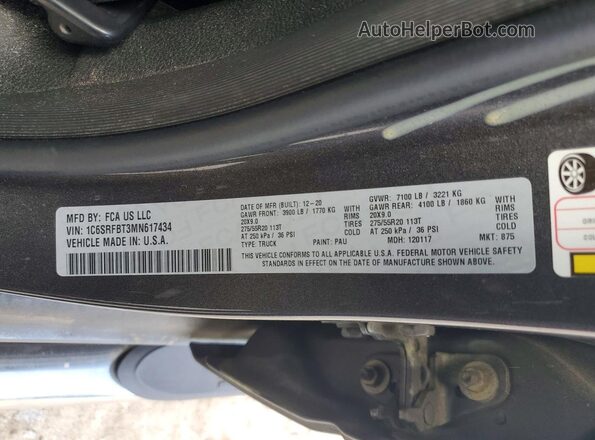 1C6SRFBT3MN617434 2021 RAM 1500 Gray Vista del compartimento del motor