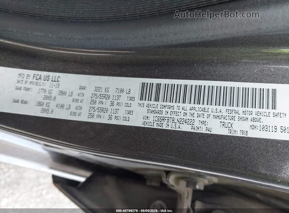 1C6SRFBT8LN224222 2020 RAM 1500 Gray ძრავის განყოფილების ხედი