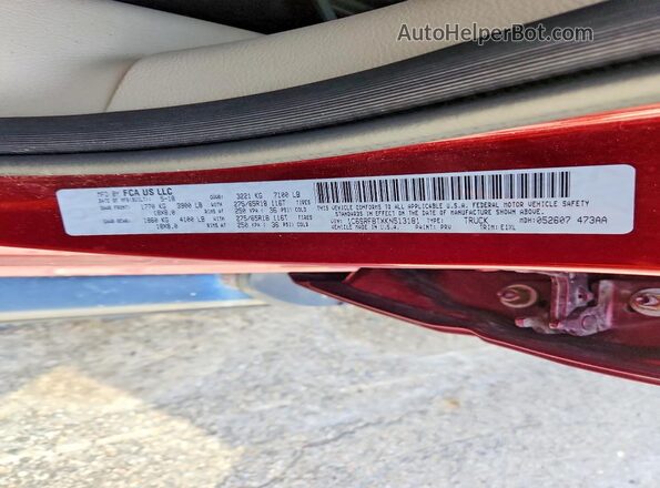 1C6SRFBTXKN513181 2019 RAM 1500 Burgundy Vista del compartimento del motor