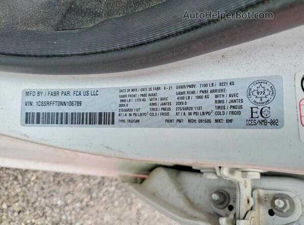 1C6SRFFT0NN106789 2022 RAM 1500 Белый Вид подкапотного пространства