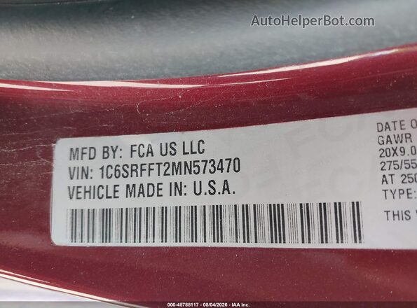 1C6SRFFT2MN573470 2021 RAM 1500 Бордовый Вид подкапотного пространства