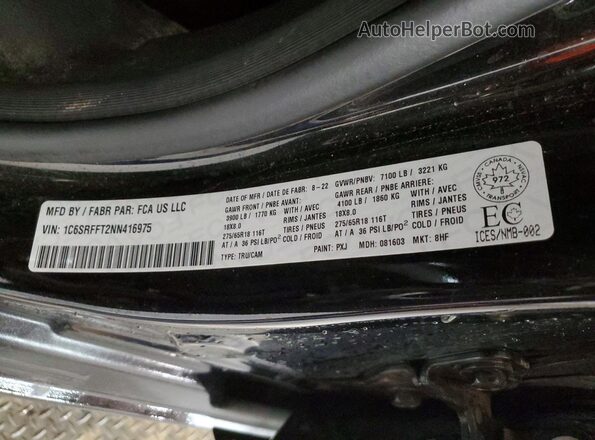 1C6SRFFT2NN416975 2022 RAM 1500 Black ძრავის განყოფილების ხედი