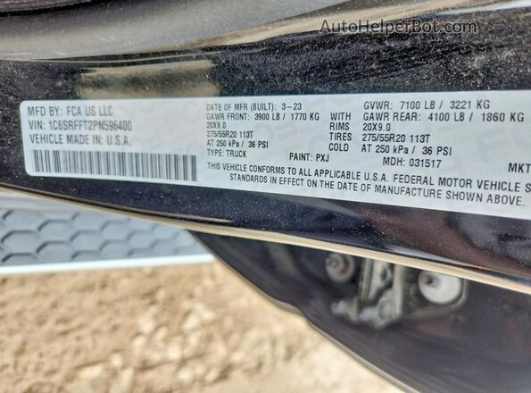 1C6SRFFT2PN596400 2023 RAM 1500 Black Շարժիչի բաժամունքի տեսք