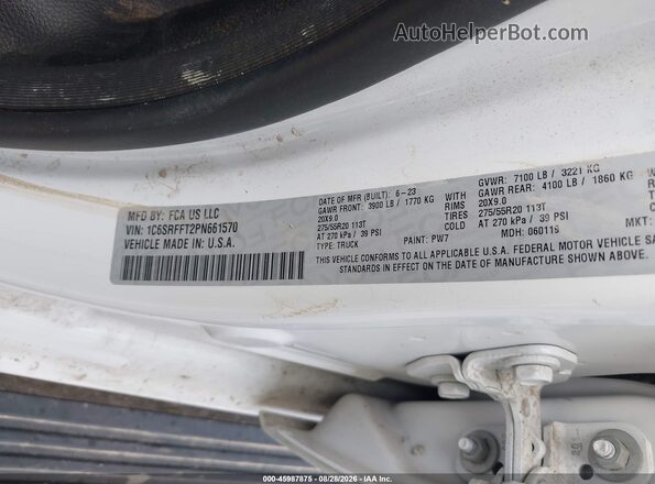 1C6SRFFT2PN661570 2023 RAM 1500 White ძრავის განყოფილების ხედი