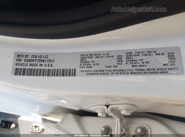 1C6SRFFT2RN117511 2024 RAM 1500 White Շարժիչի բաժամունքի տեսք