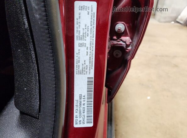 1C6SRFFT4NN419053 2022 RAM 1500 Burgundy Widok naklejki z numerem VIN