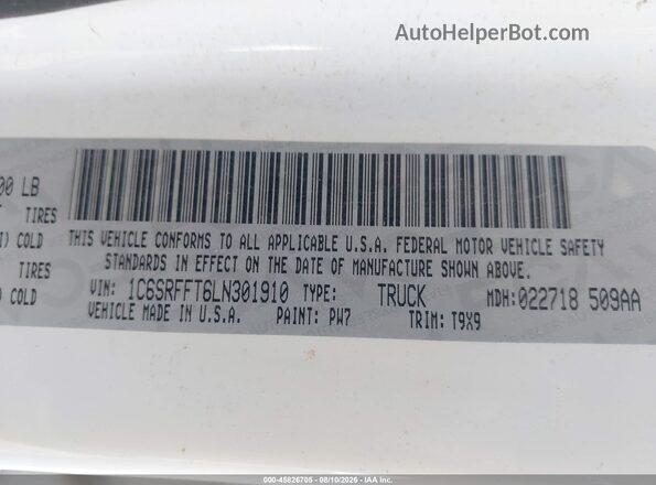 1C6SRFFT6LN301910 2020 RAM 1500 Белый Вид подкапотного пространства