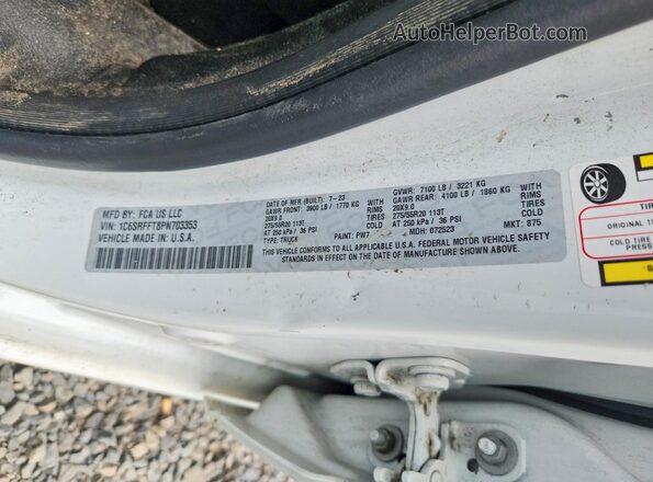 1C6SRFFT8PN703353 2023 DODGE RAM White Vista del compartimento del motor