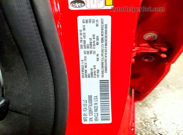 1C6SRFFTXLN368980 2020 RAM 1500 Red VIN კოდის სტიკერის ხედი