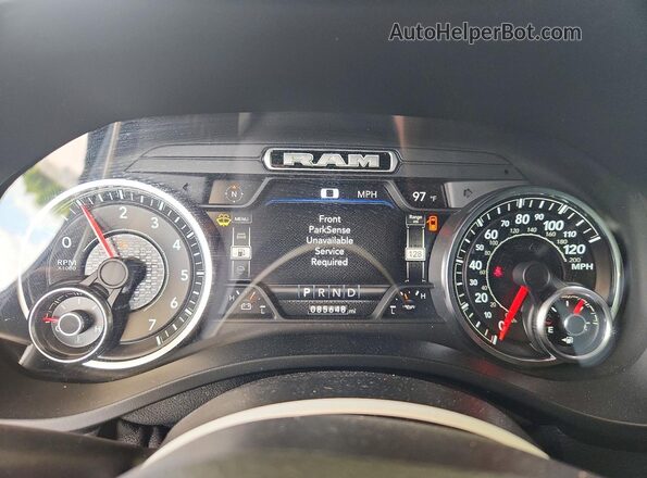 1C6SRFFTXLN383592 2020 RAM 1500 Blue Instrument cluster view