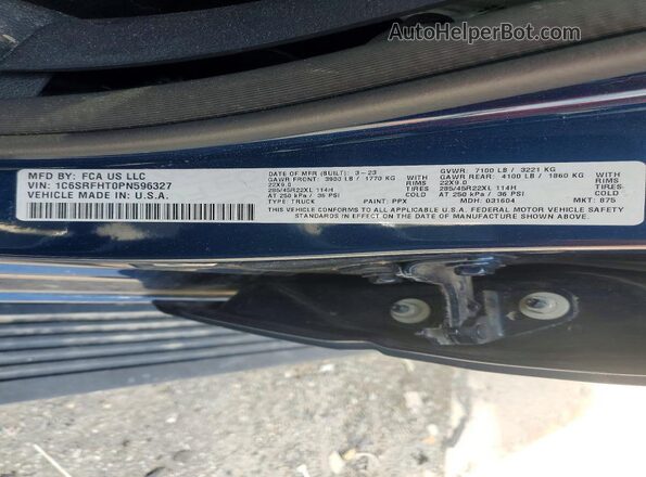 1C6SRFHT0PN596327 2023 RAM 1500 Blue Շարժիչի բաժամունքի տեսք