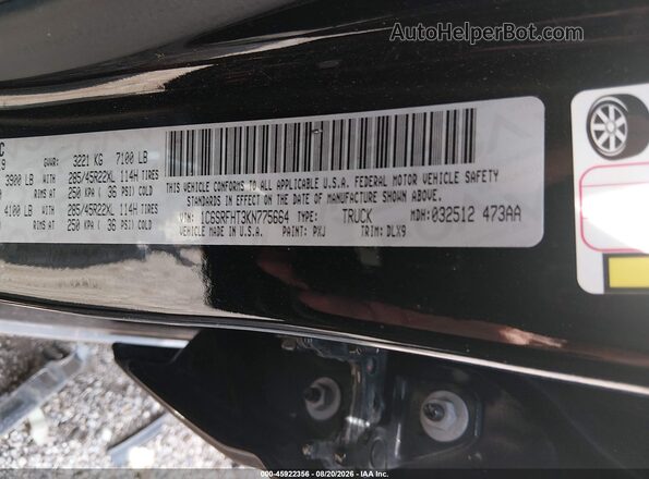 1C6SRFHT3KN775664 2019 RAM 1500 Black Вид підкапотного простору