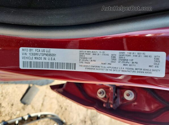 1C6SRFJT0PN595091 2023 RAM 1500 Красный Вид подкапотного пространства