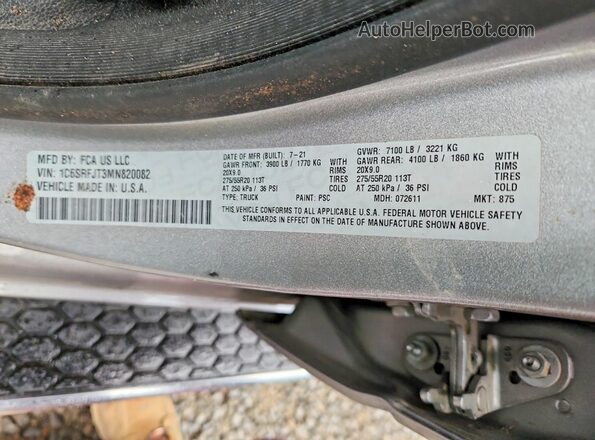 1C6SRFJT3MN820082 2021 RAM 1500 Silver Շարժիչի բաժամունքի տեսք