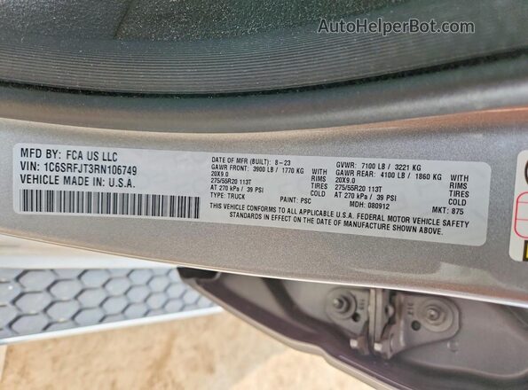 1C6SRFJT3RN106749 2024 RAM 1500 Серебряный Вид подкапотного пространства