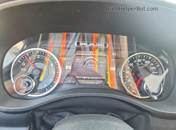 1C6SRFJT4MN700937 2021 RAM 1500 White Instrument cluster view