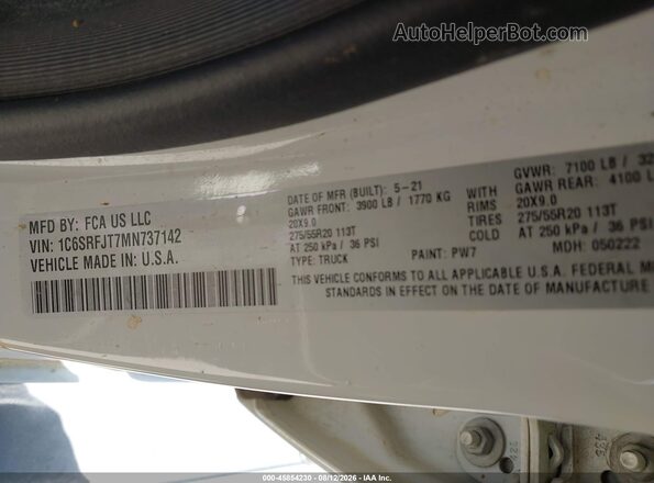 1C6SRFJT7MN737142 2021 RAM 1500 White Շարժիչի բաժամունքի տեսք