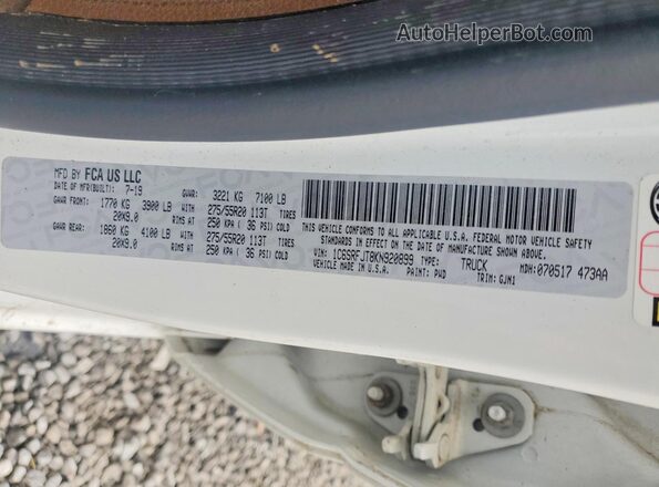 1C6SRFJT8KN920899 2019 RAM 1500 White Вид підкапотного простору