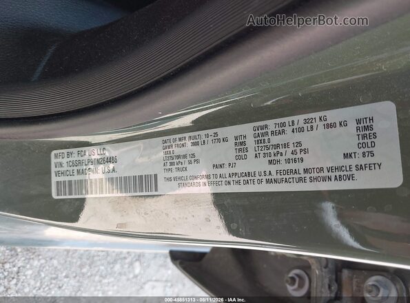 1C6SRFLP9TN264486 2026 RAM 1500 Зеленый Вид подкапотного пространства