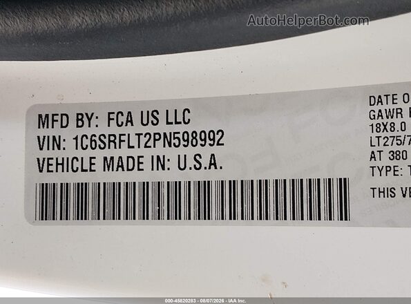 1C6SRFLT2PN598992 2023 RAM 1500 White Vista del compartimento del motor