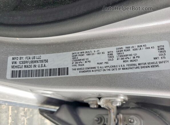 1C6SRFU95MN789756 2021 RAM 1500 Silver Widok komory silnika