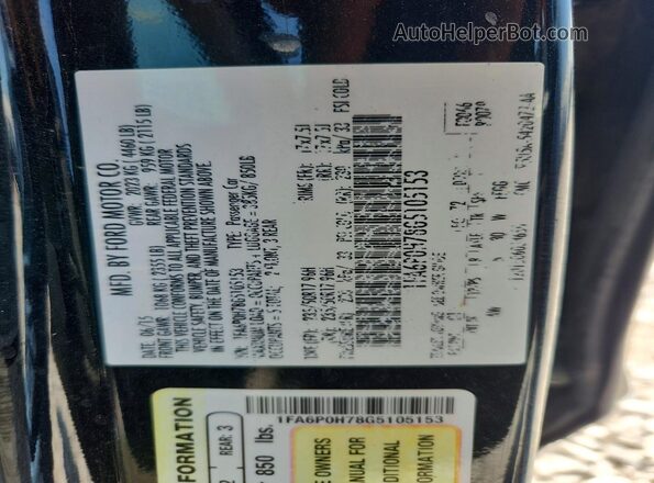 1FA6P0H78G5105153 2016 FORD FUSION Черный Вид подкапотного пространства
