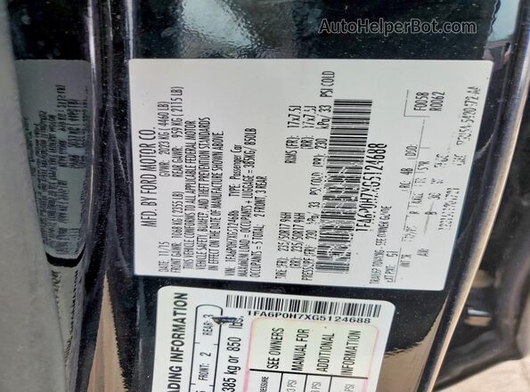 1FA6P0H7XG5124688 2016 FORD FUSION Черный Вид подкапотного пространства