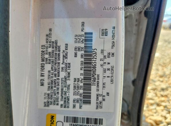 1FA6P0HD8G5125375 2016 FORD FUSION White Շարժիչի բաժամունքի տեսք
