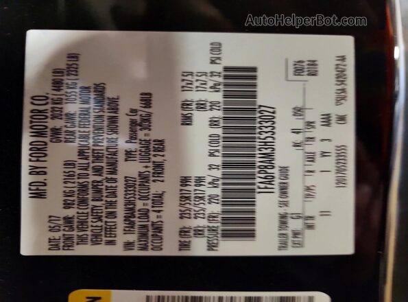 1FA6P8AM3H5333027 2017 FORD MUSTANG Black Vista del compartimento del motor