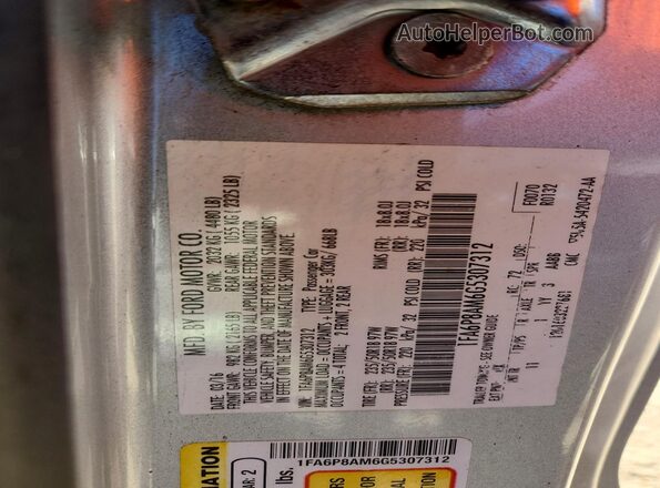 1FA6P8AM6G5307312 2016 FORD MUSTANG Silver Vista de la etiqueta del VIN
