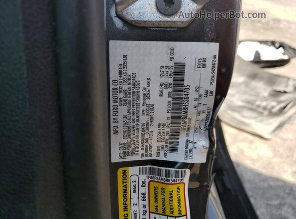 1FA6P8AM8H5304705 2017 FORD MUSTANG Gray VIN sticker view