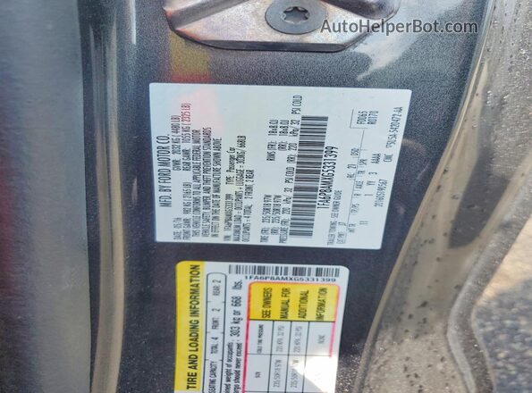 1FA6P8AMXG5331399 2016 FORD MUSTANG Серый Вид наклейки с VIN-кодом