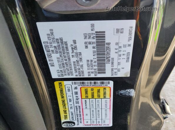 1FA6P8CF0H5209148 2017 FORD MUSTANG Black Widok naklejki z numerem VIN
