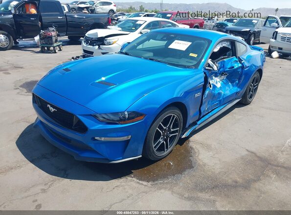 1FA6P8CF0K5102382 2019 FORD MUSTANG Синий Передняя левая четверть