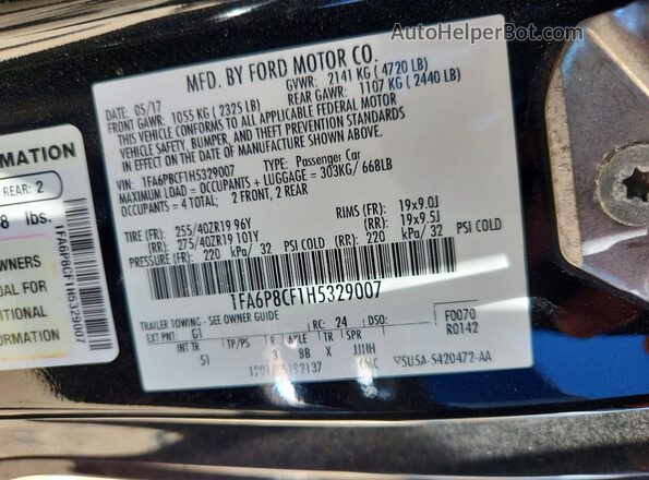 1FA6P8CF1H5329007 2017 FORD MUSTANG Черный Вид подкапотного пространства