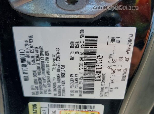 1FA6P8CF1J5179924 2018 FORD MUSTANG Black Engine compartment view