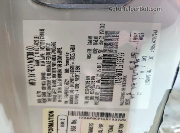 1FA6P8CF1L5153729 2020 FORD MUSTANG Белый Вид подкапотного пространства