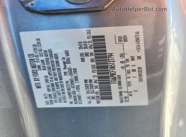 1FA6P8CF1M5127794 2021 FORD MUSTANG Серебряный Вид подкапотного пространства