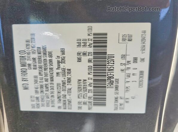 1FA6P8CF1N5123701 2022 FORD MUSTANG Угольный Вид подкапотного пространства