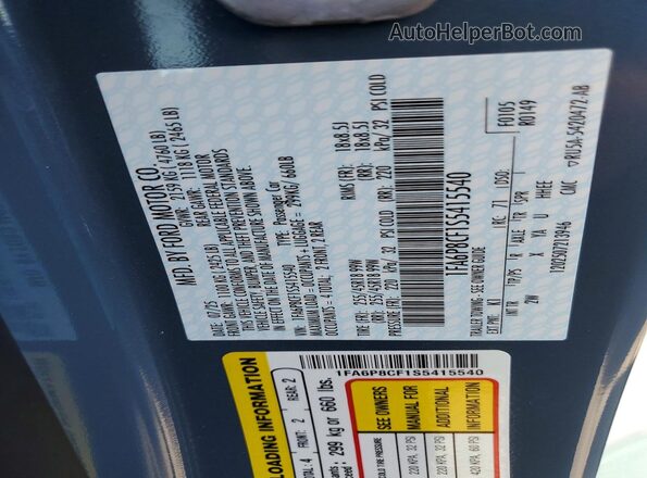 1FA6P8CF1S5415540 2025 FORD MUSTANG Blue Vista del compartimento del motor