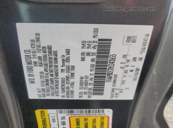 1FA6P8CF2H5342655 2017 FORD MUSTANG Gray Вид наклейки з VIN-кодом