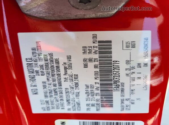 1FA6P8CF2J5120719 2018 FORD MUSTANG Red Widok komory silnika