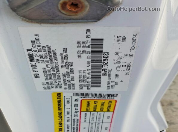 1FA6P8CF3G5264353 2016 FORD MUSTANG White Вид підкапотного простору